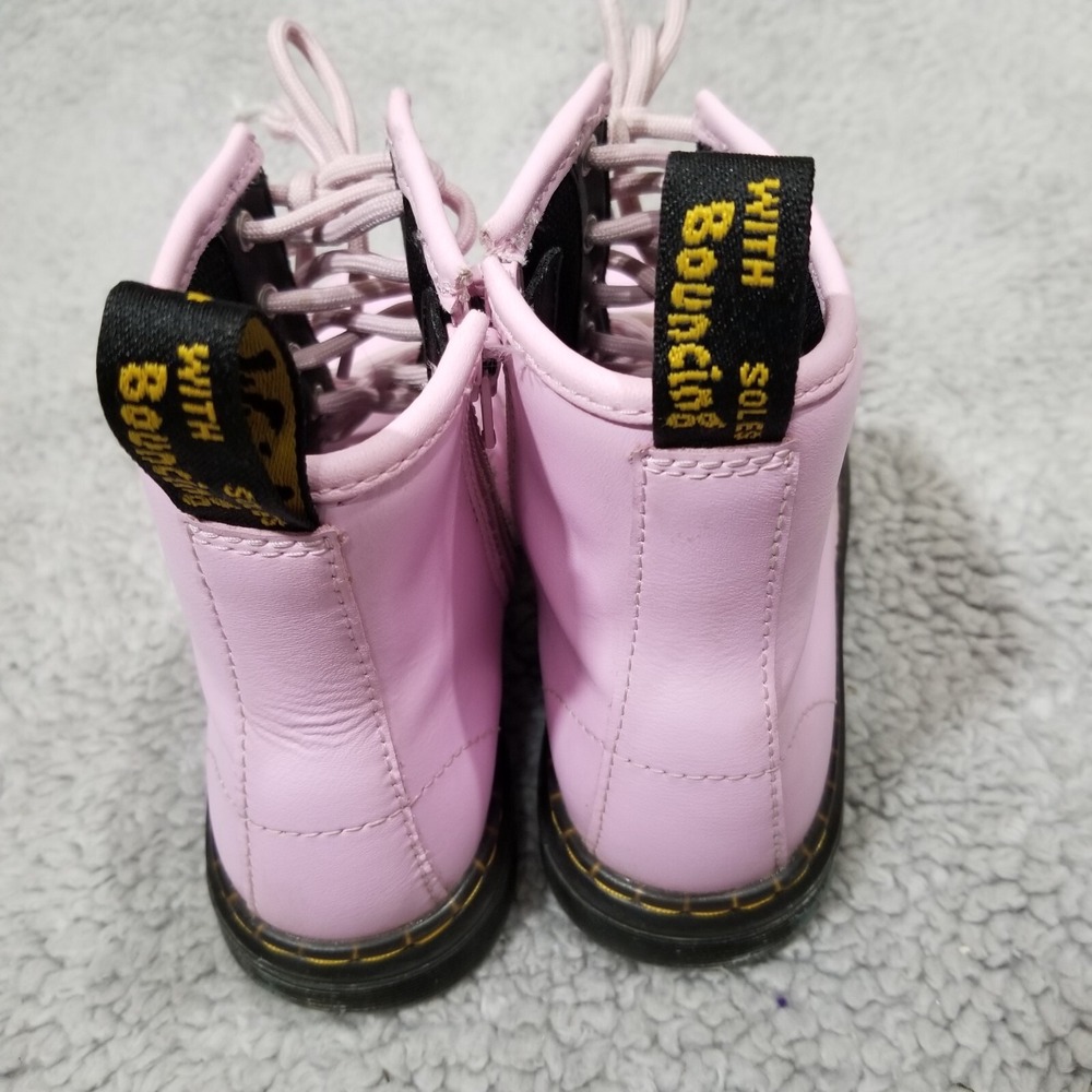 Doc Martens Kids Zavala J Combat Boots Size 3 Pastel Pink Lace Up Punk Grunge - Picture 12 of 16